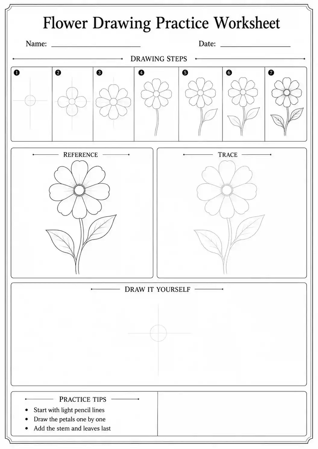 flower drawing worksheets
