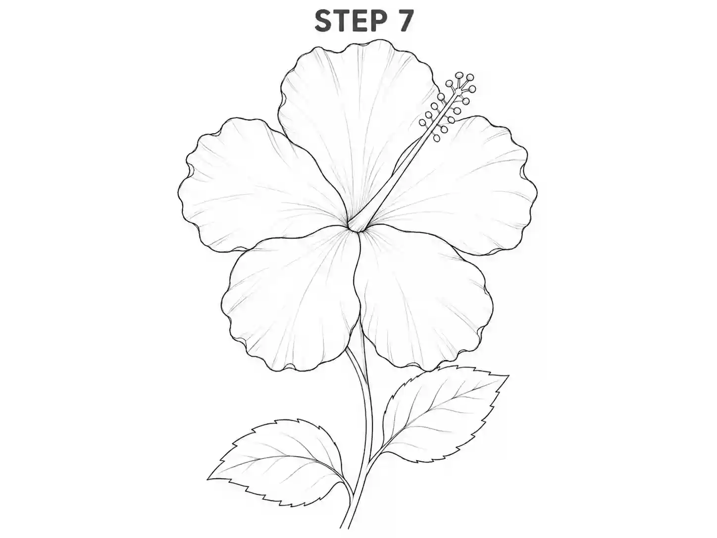 Add the hibiscus stem and leaves