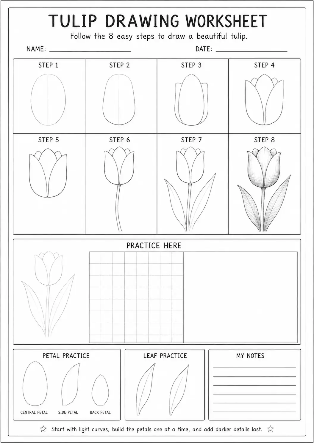 download tulip drawing worksheet Tulip Drawing worksheet